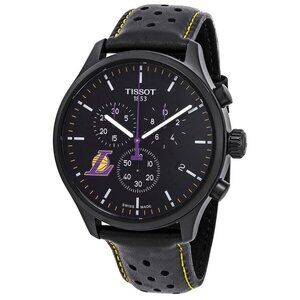 NWT Authentic Tissot NBA Teams Special Los Angeles Lakers Chronograph Black Dial